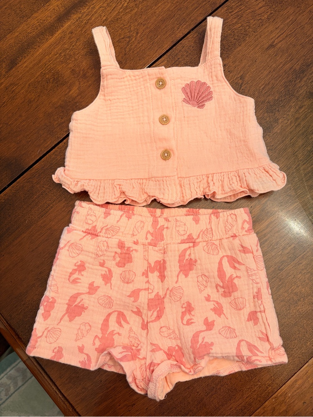 EUC Disney Princess Peach-Pink Girls Top and shorts